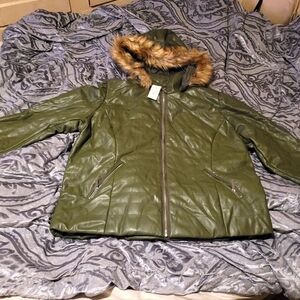 Ashley Stewart Leather Green coat size 22/24